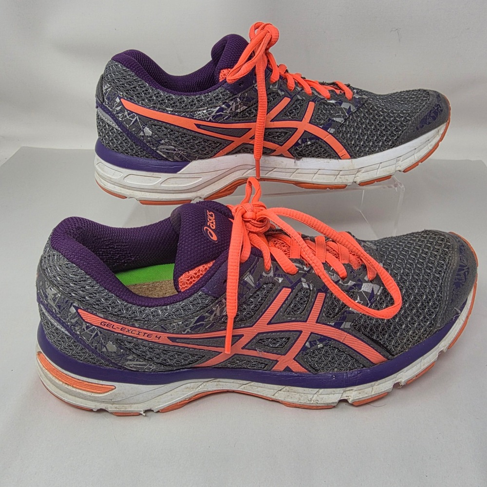 Asics Gel-Excite 4 Womens 9.5 Running Shoes T6E9Q Grey Purple Coral Good